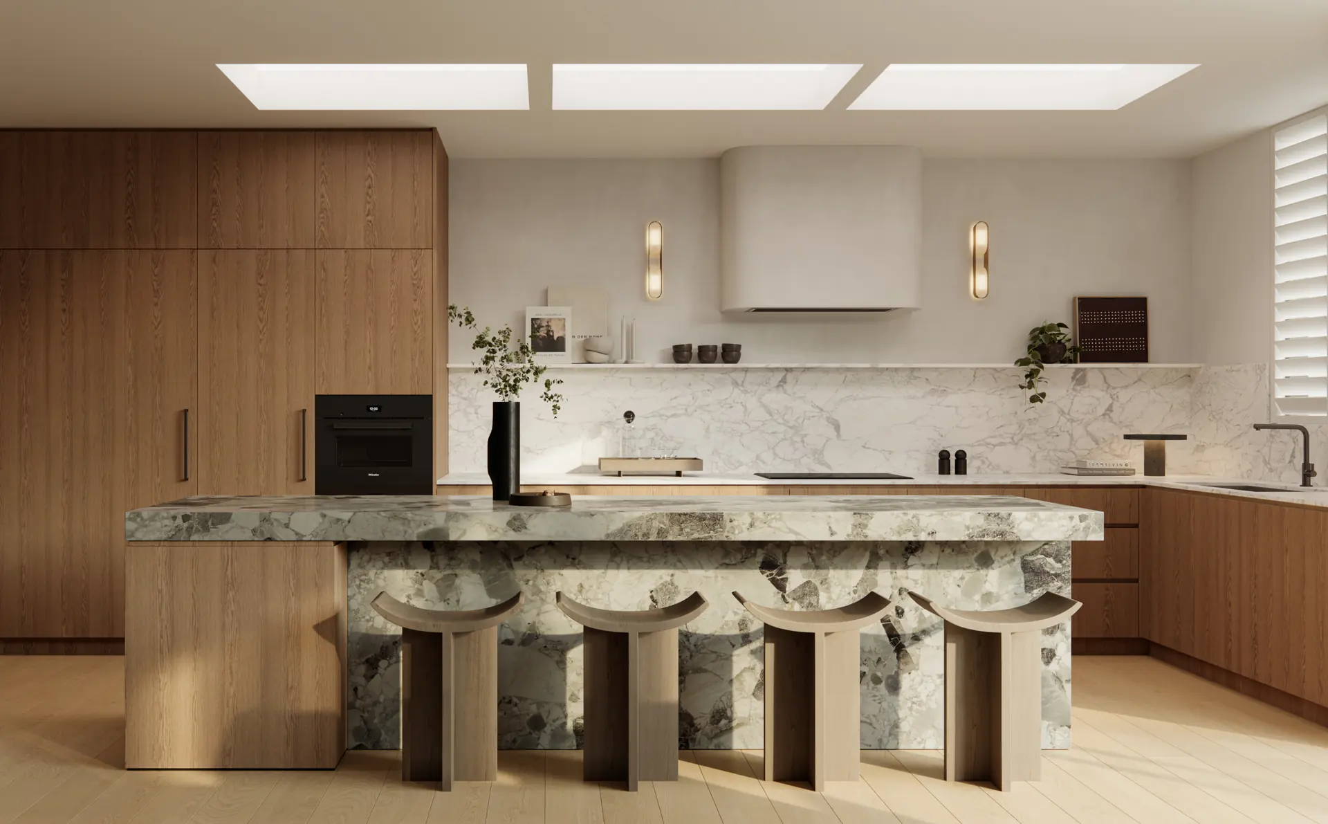 Kitchen island with marble benchtop